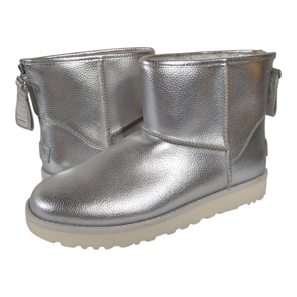 UGG Metallic Silver Classic Mini Booties